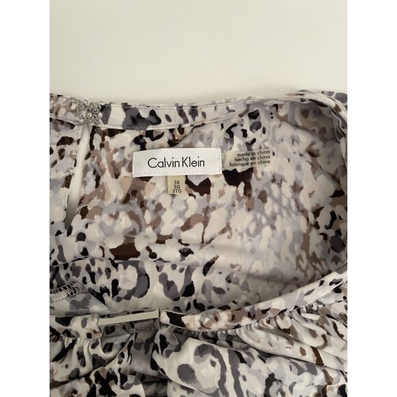 Calvin Klein PLUS 3X Wrap Knit Animal Print 3/4 Sleeve Stretchy Soft Flowy Tunic - Picture 5 of 7